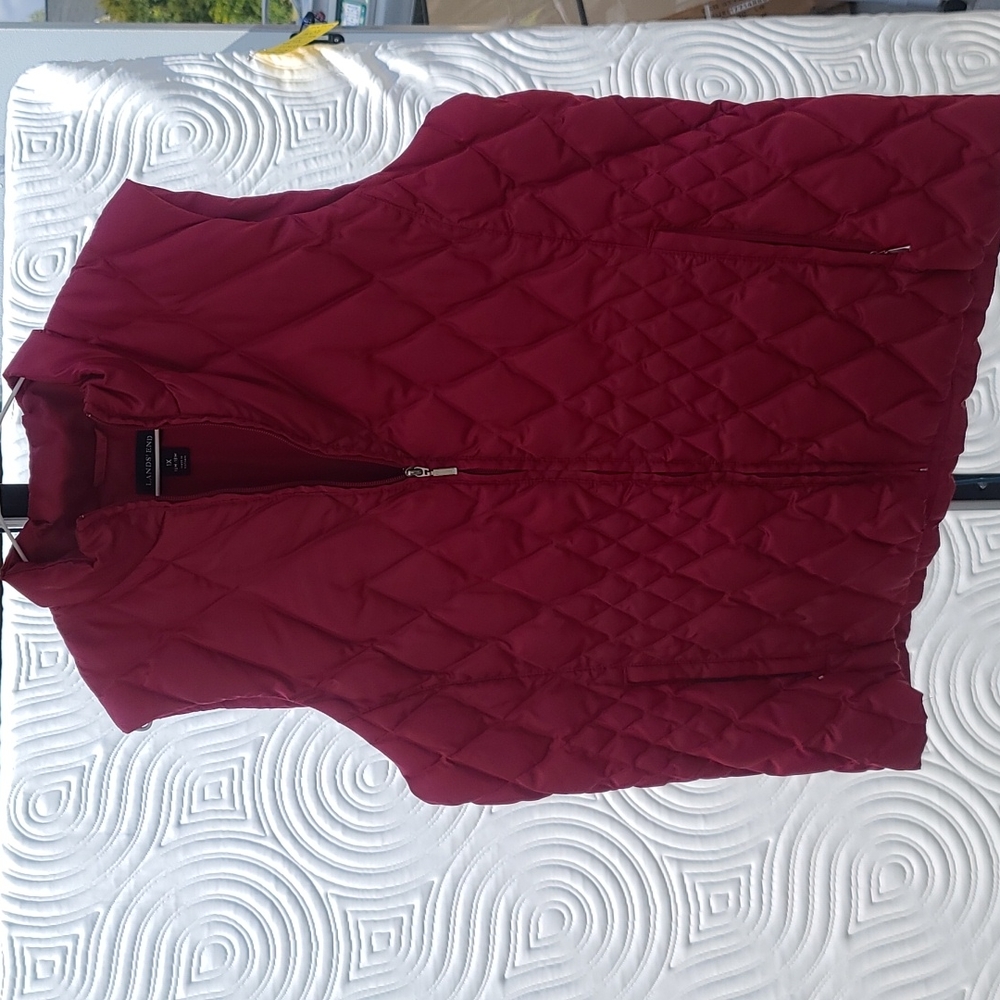 Hot pink puffer lands end vest 1X